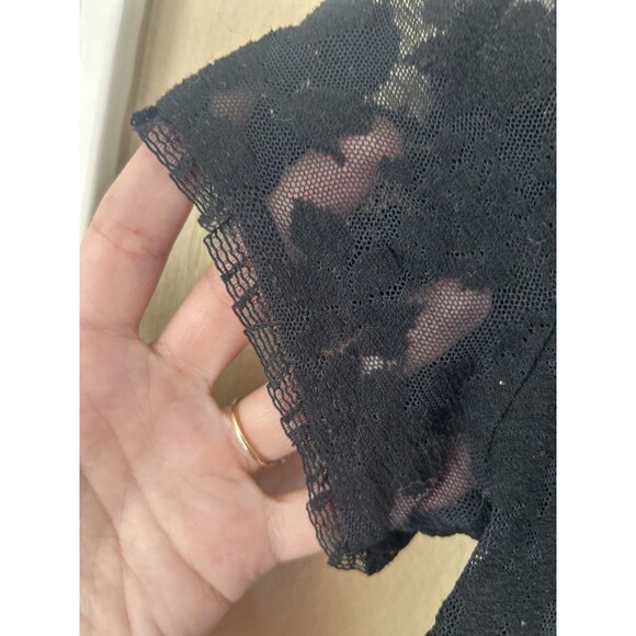 Vintage 90s Express Floral Lace Whimsical Goth Button Up Short Sleeve Sheer S/M - Picture 6 of 9